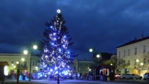 26. listopadu 2016 – vánoční strom na náměstí dr. Edvarda Beneše (0 °C)